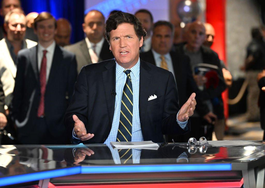 Host Tucker Carlson at Fox News headquarters in New York.