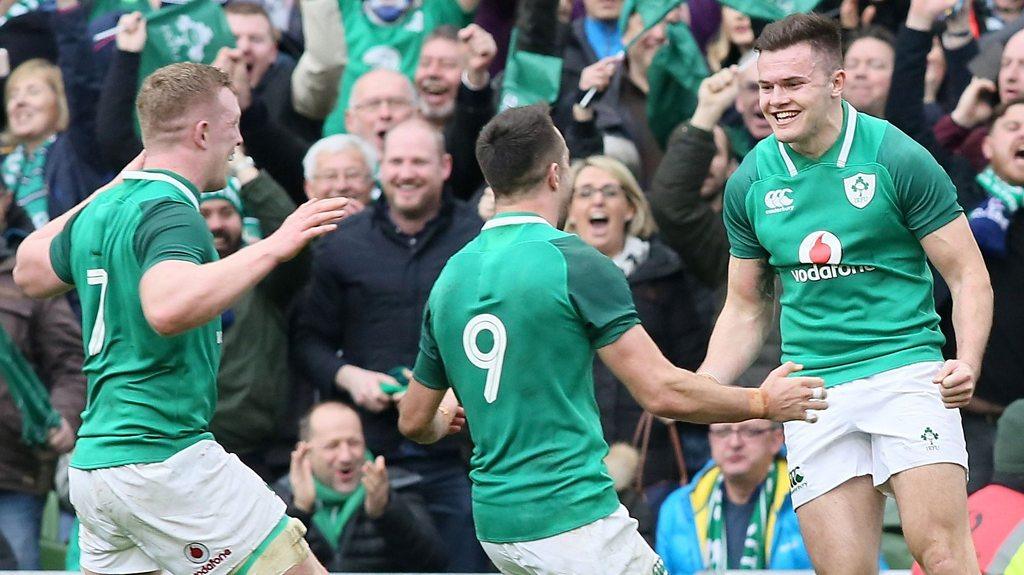 Ireland celebrate victory over Scotland