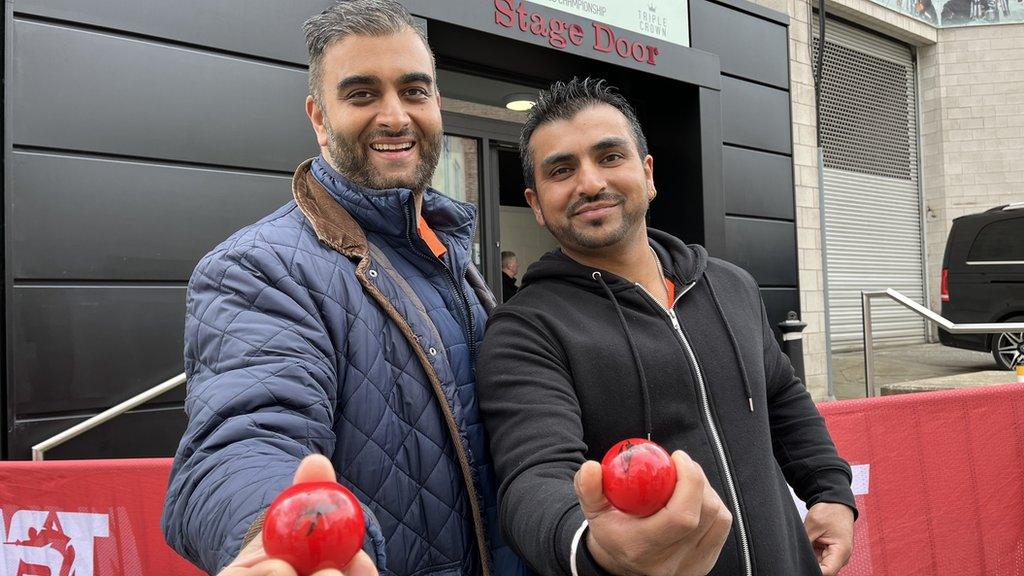 Snooker fans gather outside the Crucible in Sheffield