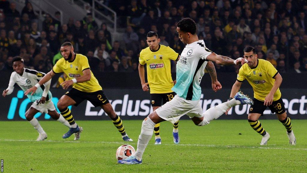 Joao Pedro prepares to kick a ball