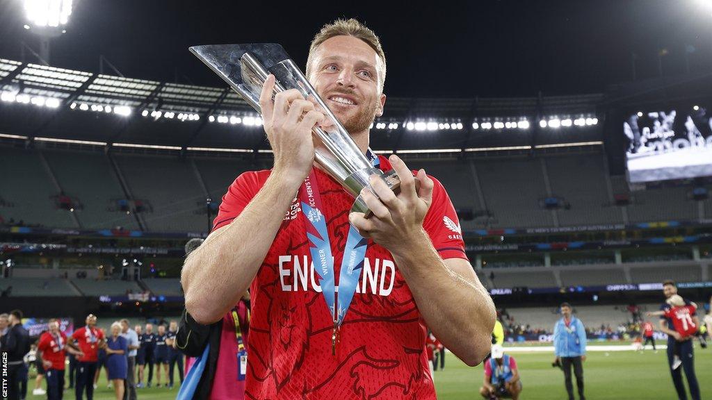 Jos Buttler with T20 World Cup trophy