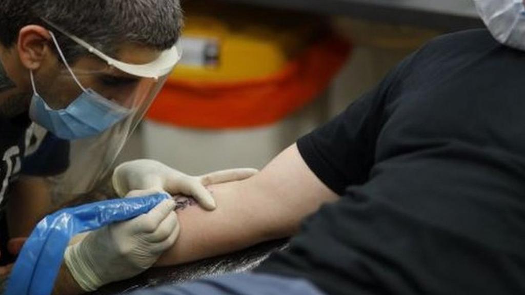 Man getting a tattoo