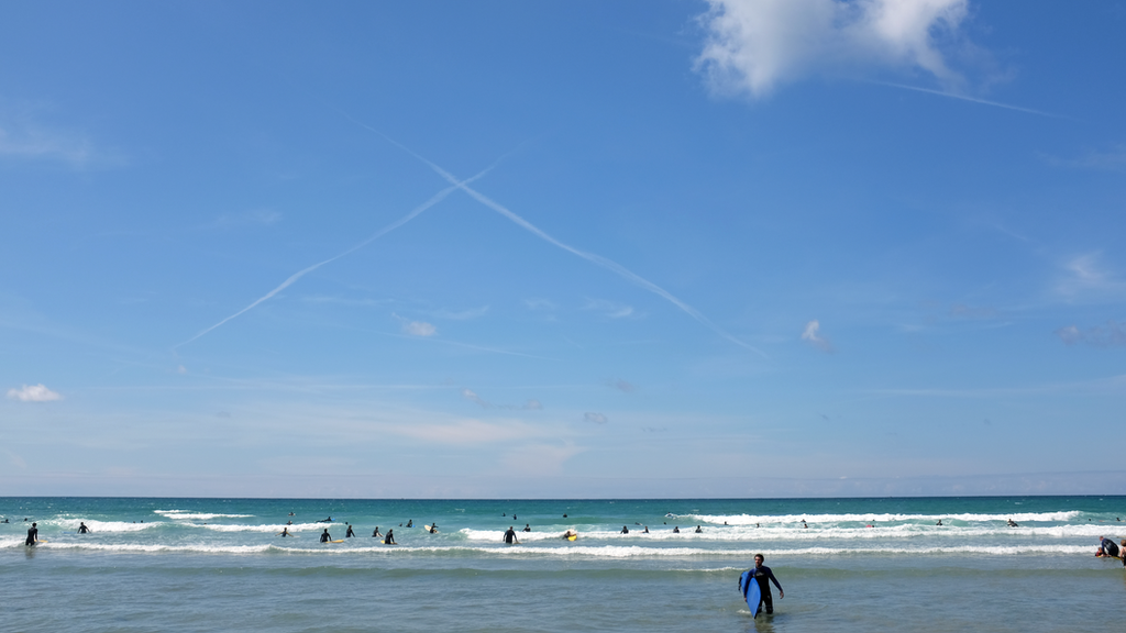 Surfers at Watergate Bay