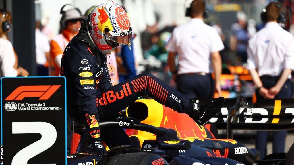 Max Verstappen gets out of his Red Bull after Hungarian Grand Prix qualifying