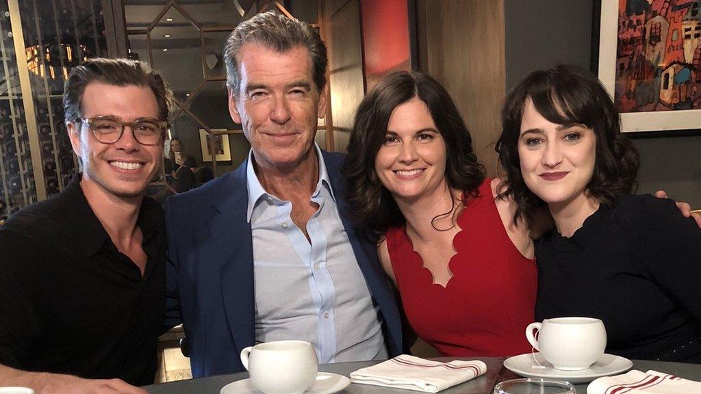 Matthew Lawrence, Pierce Brosnan, Lisa Jakub and Mara Wilson