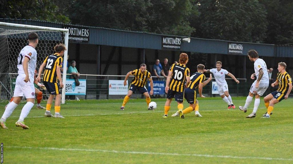 Truro City in action against Bath City