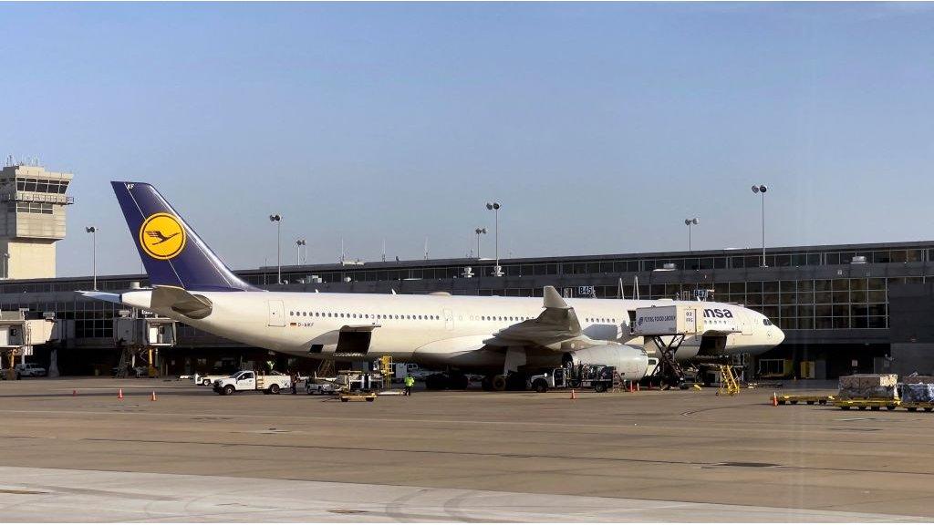 A Lufthansa Airbus 330-343 seen at gate at Dulles Washington International airport (IAD) in Dulles, Virginia on March 12, 2021