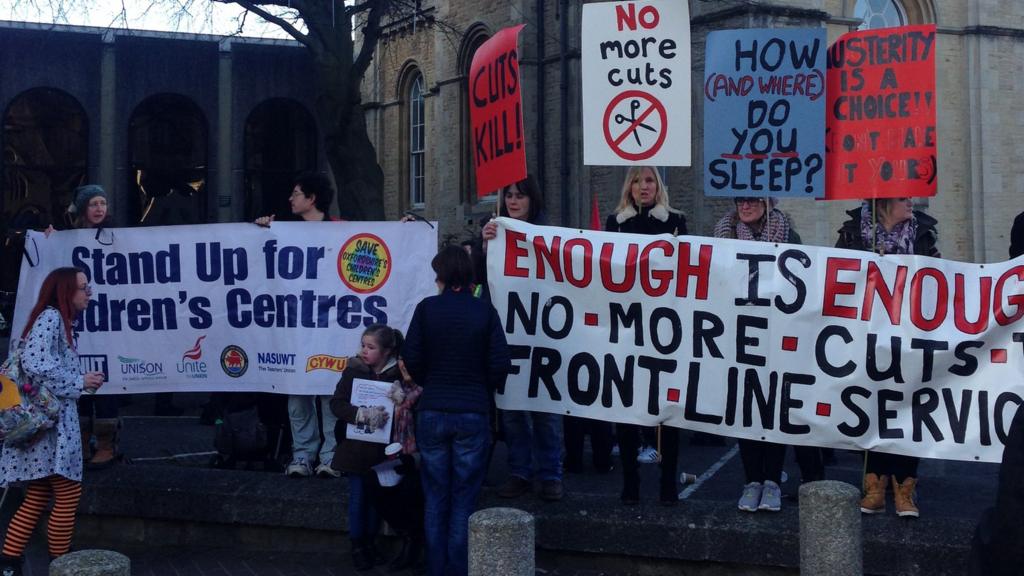 Protest ahead of Oxfordshire council budget meeting