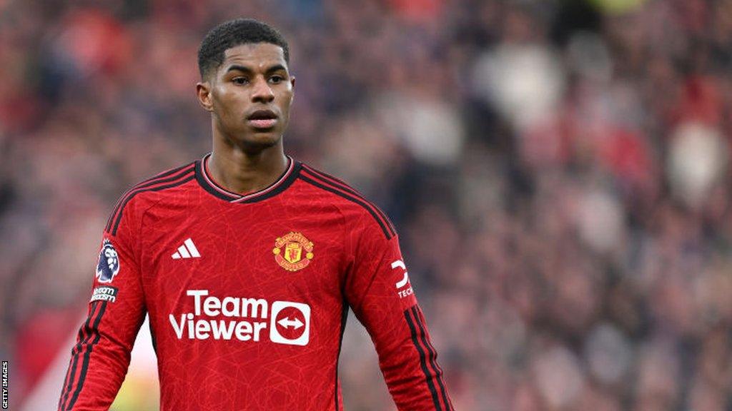 Marcus Rashford playing for Manchester United