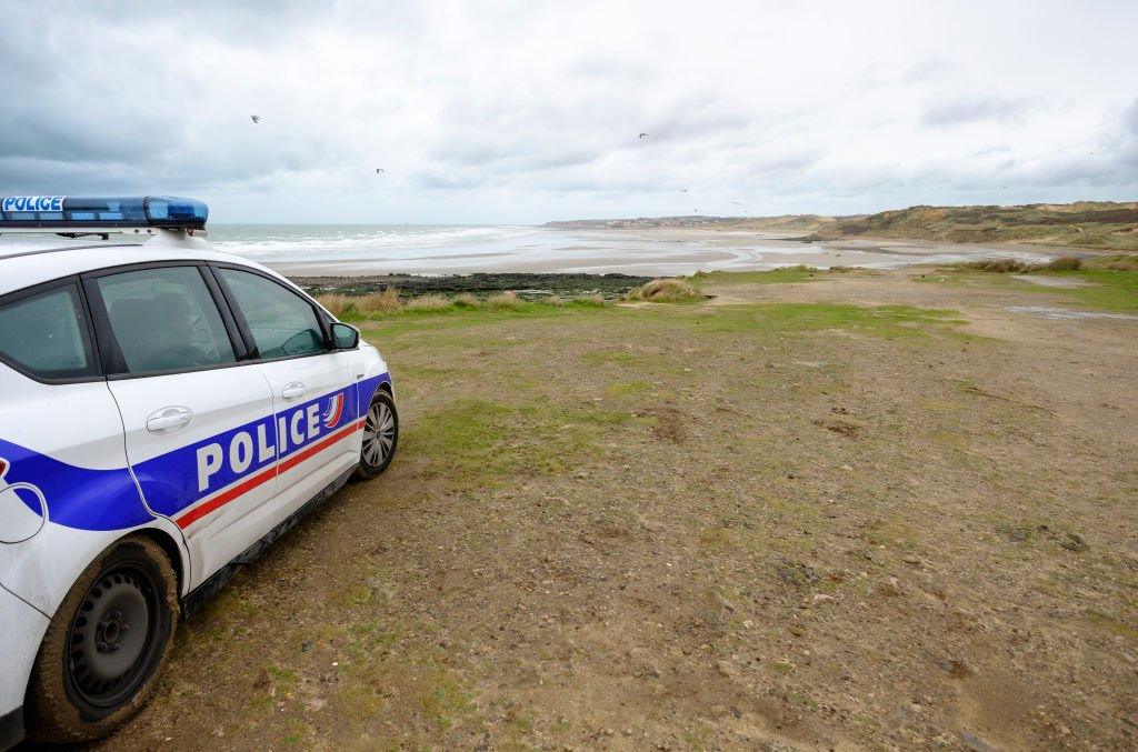 A French police car on a beach