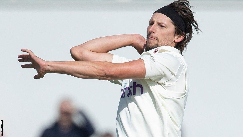 Jack White bowling for Northamptonshire