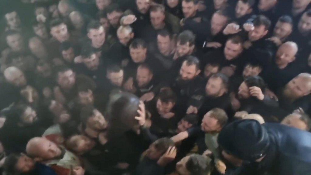 Crowd of people at Ashbourne Royal Shrovetide