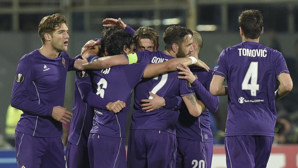 Fiorentina players celebrate