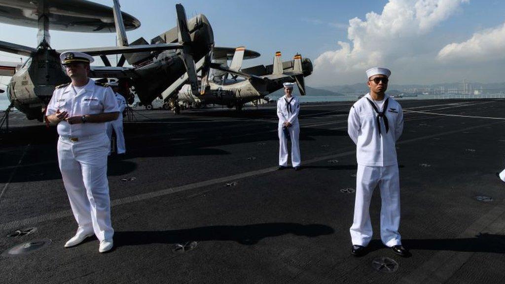 Sailors on the USS Ronald Reagan