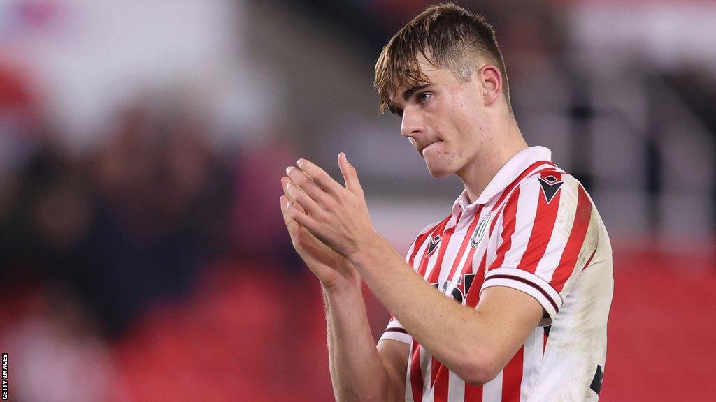 Stoke City's Nathan Lowe claps the fans after a game