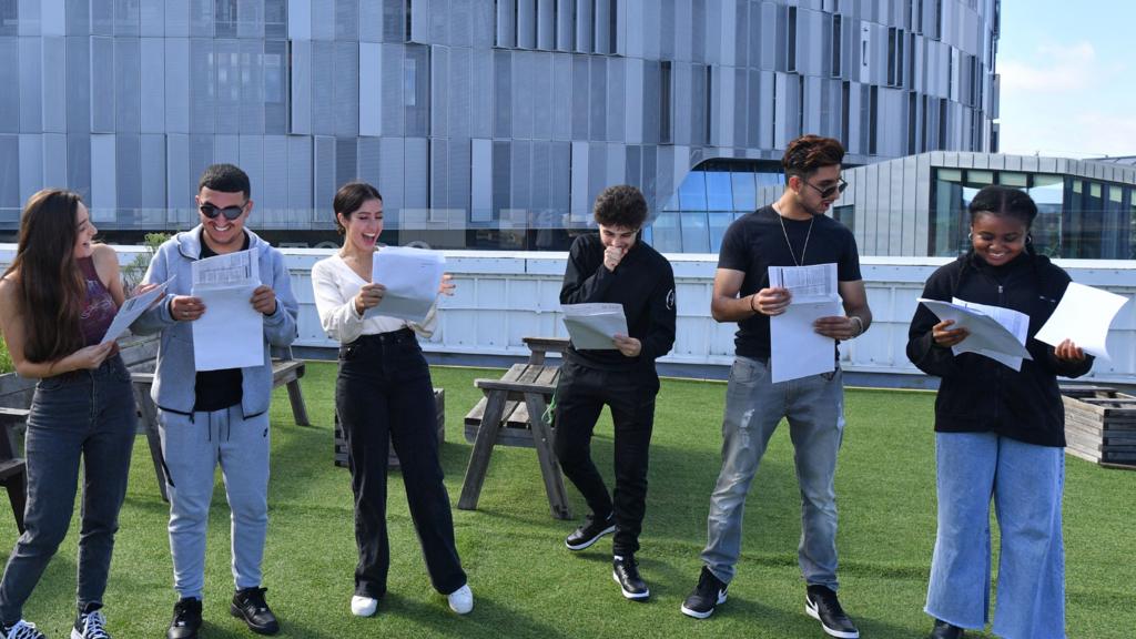 Students receiving their A-level results