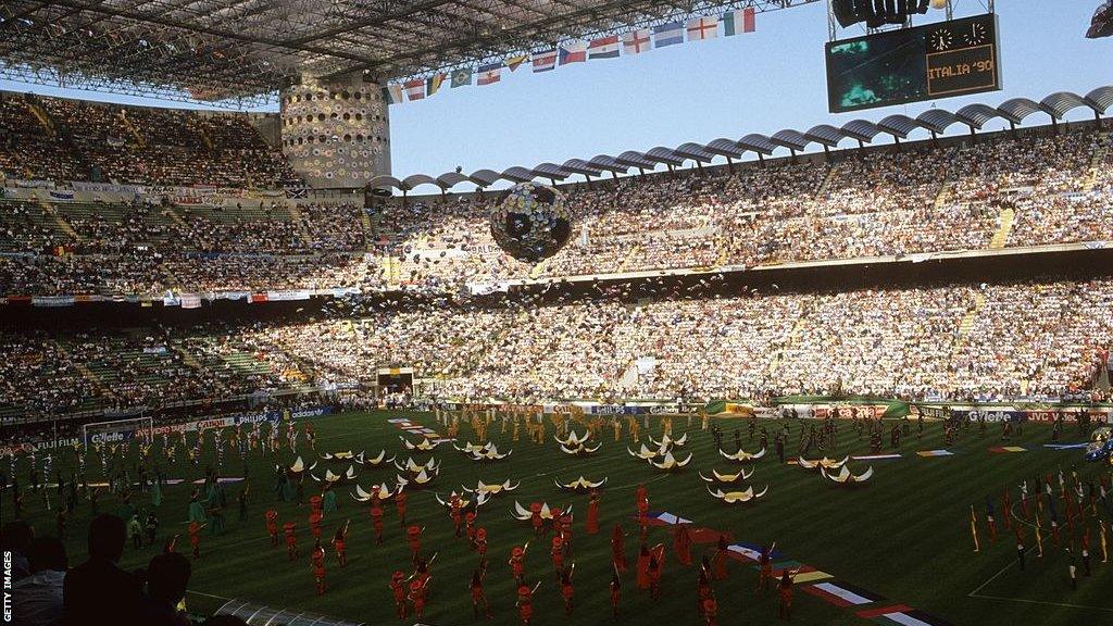 San Siro before a 1990 World Cup match