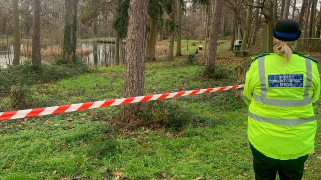 Police at Oakwood Pond in Harlow