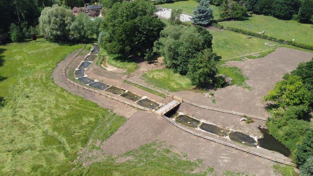 An aerial view of the newly constructed bypass channel