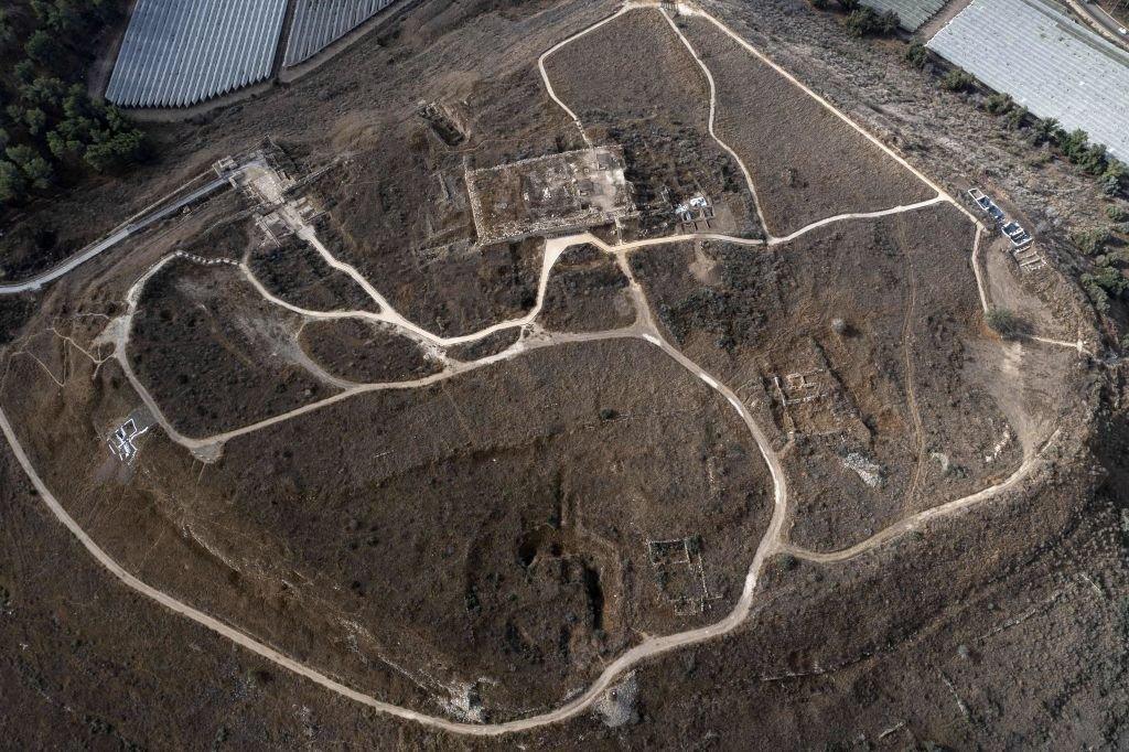 An aerial picture shows the Tel Lachish archaeological site, a key Canaanite city about 40 kilometres (25 miles) southwest of Jerusalem.