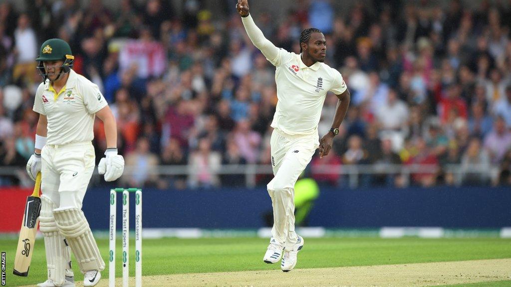 Jofra Archer celebrating a wicket