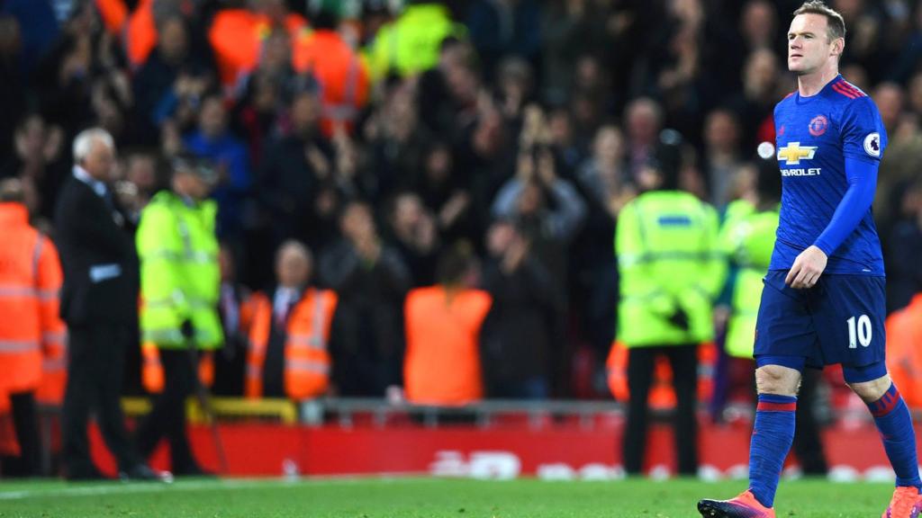 Wayne Rooney walks off the pitch at full-time