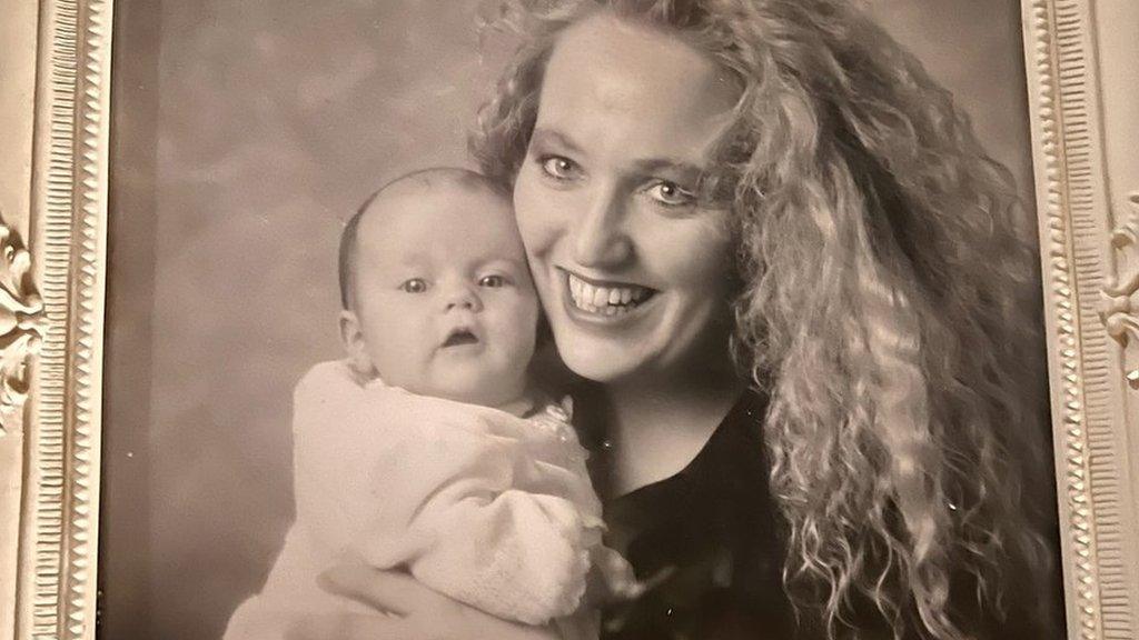 Georgia Bright as a baby and mum Debbie Douglas