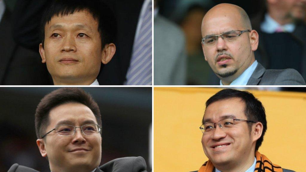 Clockwise (from top left): Albion owner Guochuan Lai, Birmingham City director Panos Pavlakis, Wolves director Jeff Shi, Villa owner Dr Tony Xia