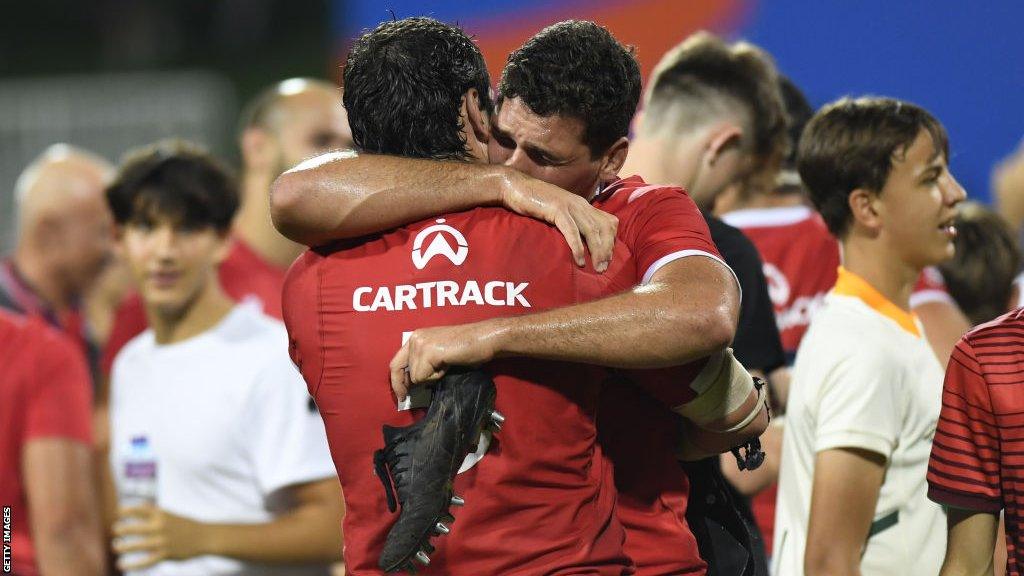 Portugal players celebrate their win over the United States