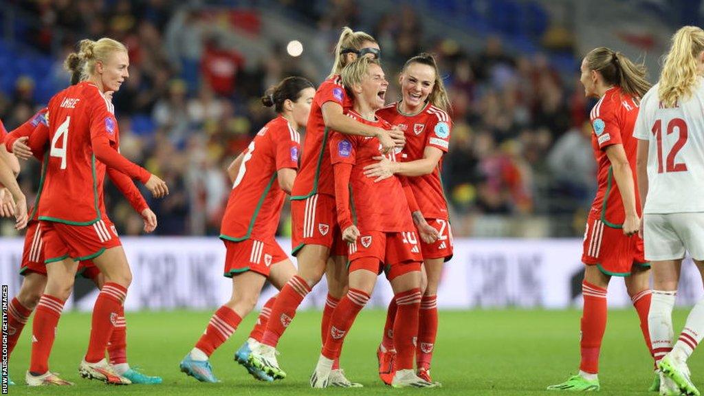 Wales players celebrate