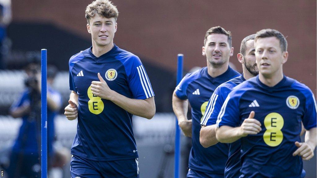 Scotland's Jack Hendry and Callum McGregor in training