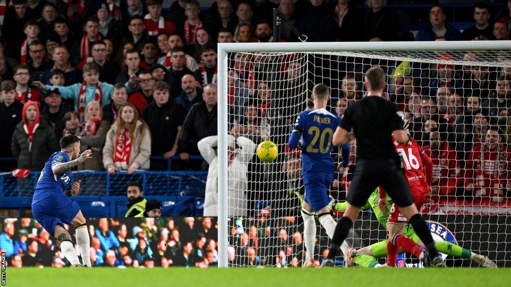 Enzo Fernandez scores for Chelsea against Boro