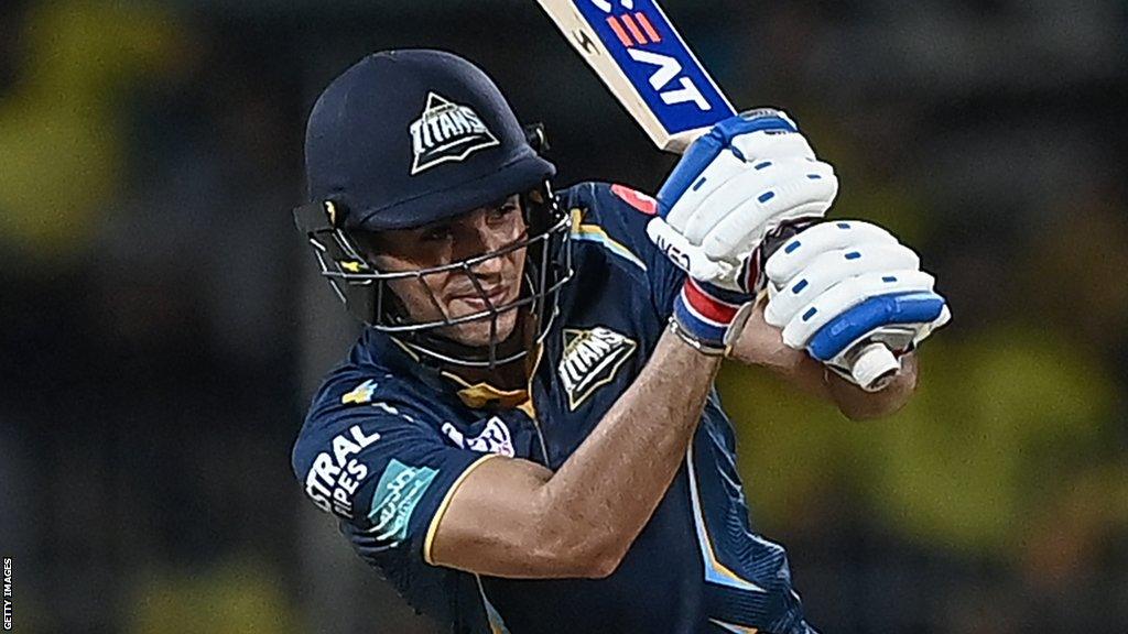 Gujarat Titans' Shubman Gill plays a shot during the Indian Premier League (IPL) Twenty20 first qualifier cricket match between Chennai Super Kings and Gujarat Titans at the MA Chidambaram Stadium in Chennai on May 23, 2023