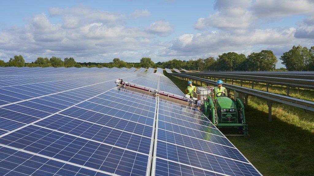 An engineer at a solar farm