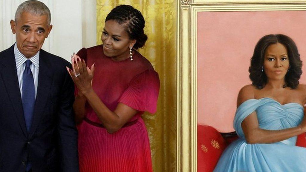 Obamas and portrait