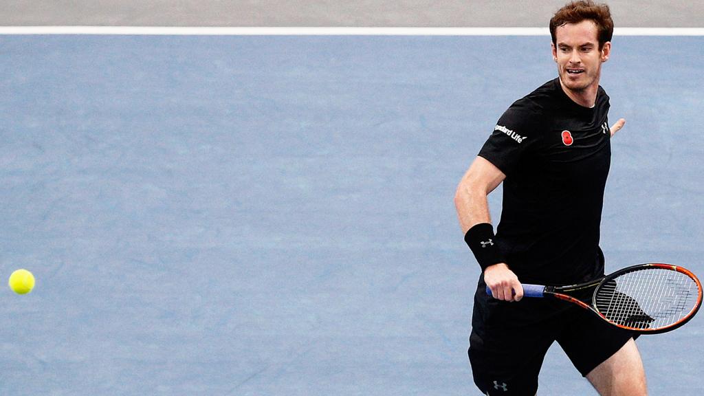 Andy Murray in action at the Paris Masters