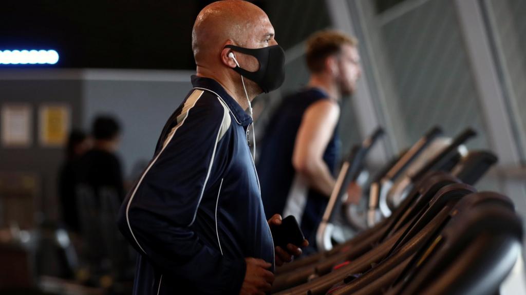 Man working out in gym