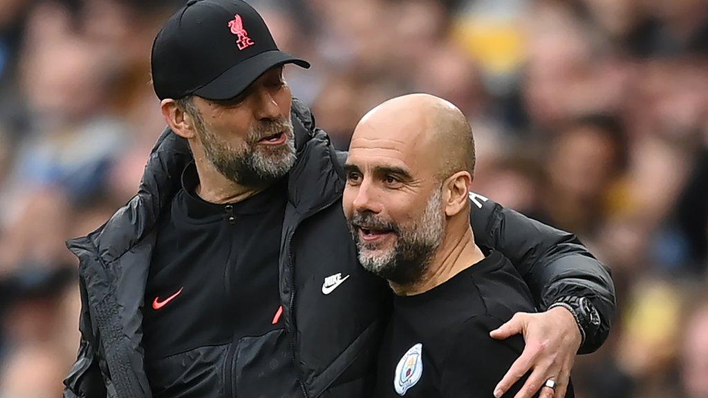 Liverpool manager Jurgen Klopp (left) and Manchester City boss Pep Guardiola