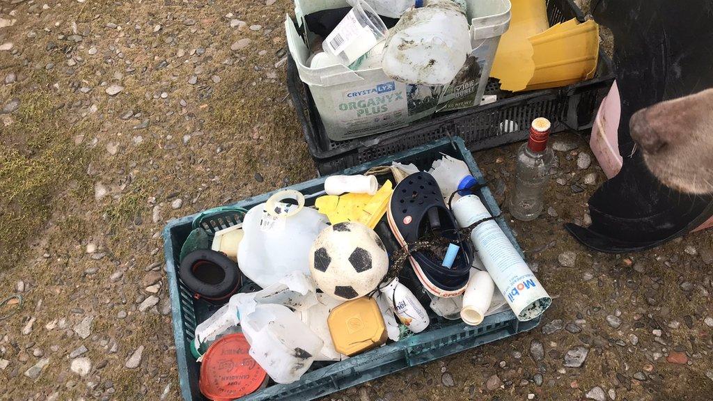 Rubbish from beach clean