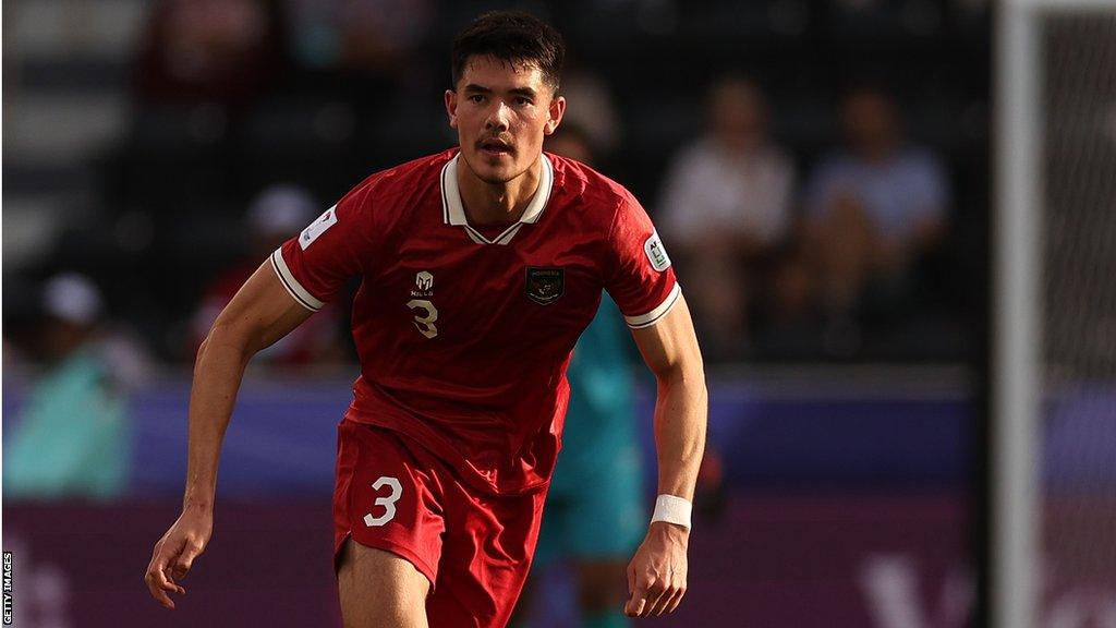 Elkan Baggott playing for Indonesia at the Asian Cup