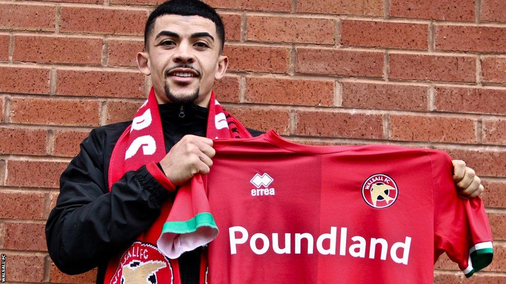 Walsall loan striker Josh Gordon poses for a photo