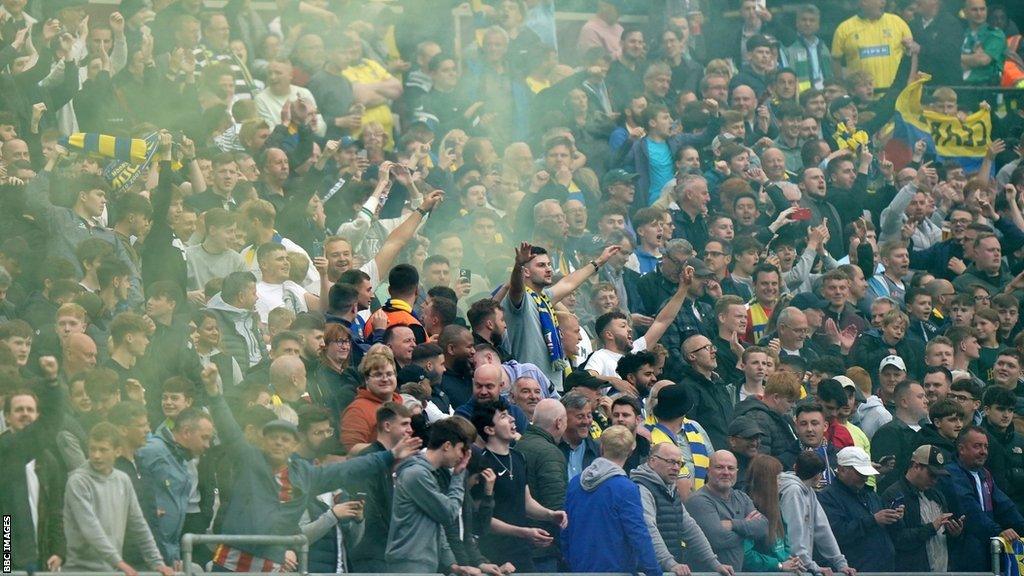 Solihull fans at the National League play-off final in 2022