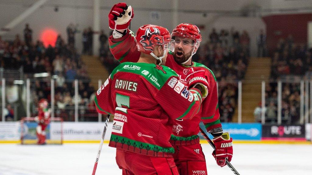 Ben Davies and Cody Donaghey of Cardiff Devils