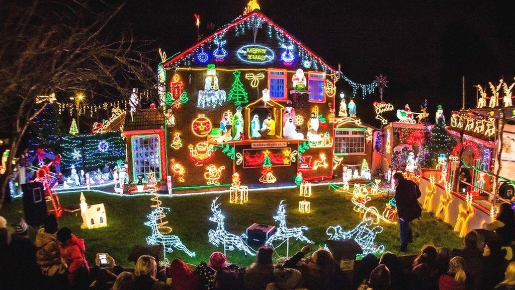 Christmas lights at a house in Brentry, Bristol