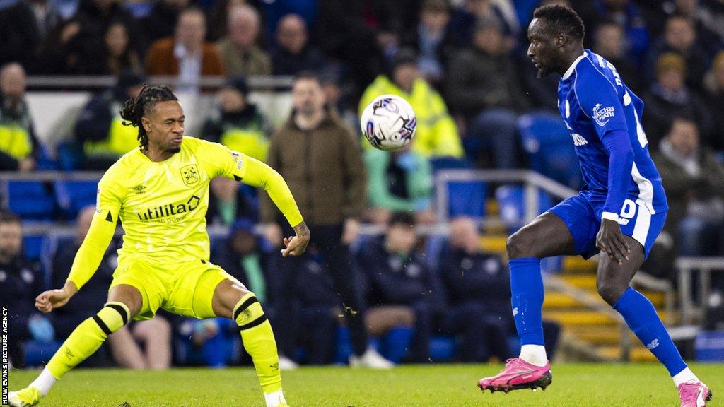 Famara Diedhiou of Cardiff City in action