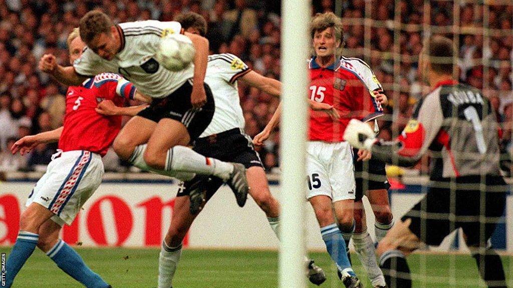 Oliver Bierhoff scoring for Germany