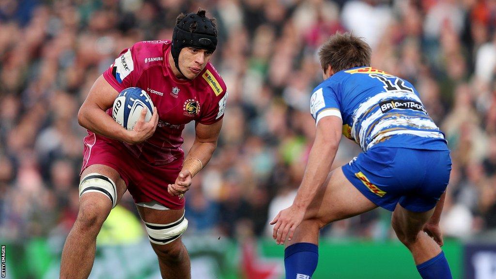 Lock Dafydd Jenkins playing for Exeter