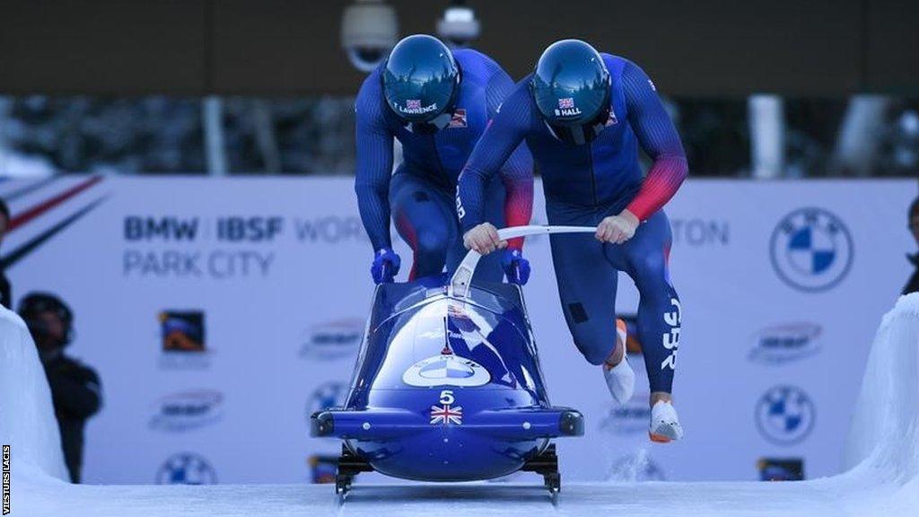 Taylor Lawrence and Brad Hall in World Cup action at Park City