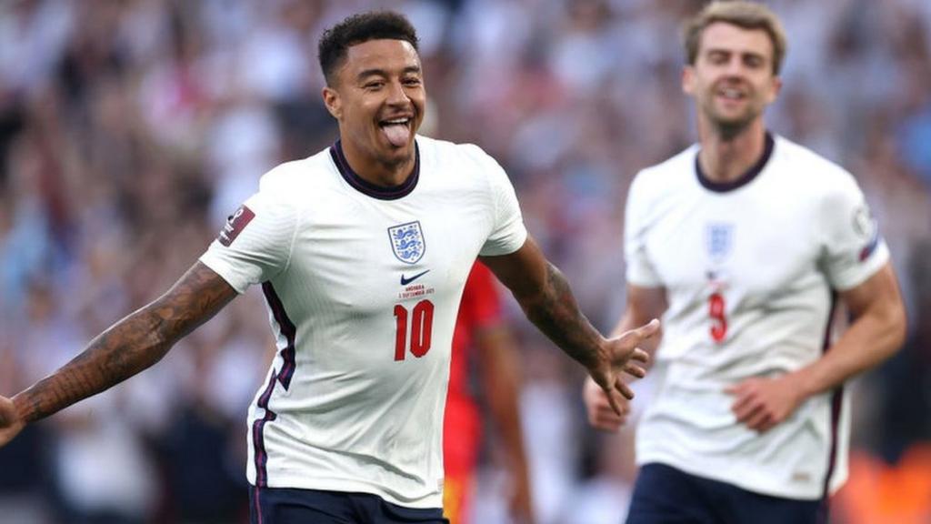 Jesse Lingard scores for England