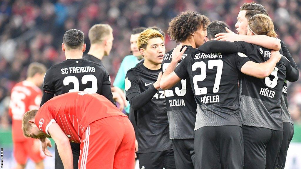 Freiburg celebrate victory over Bayern in German Cup